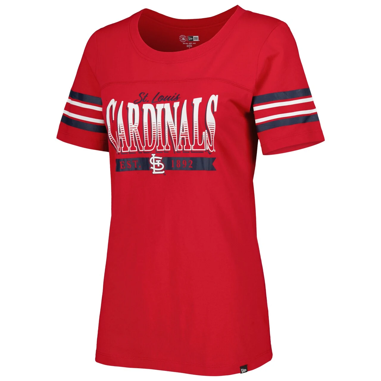 Women's St. Louis Cardinals New Era Red Team Stripe T-Shirt 4 Women's St. Louis Cardinals New Era Red Team Stripe T-Shirt - Image 2