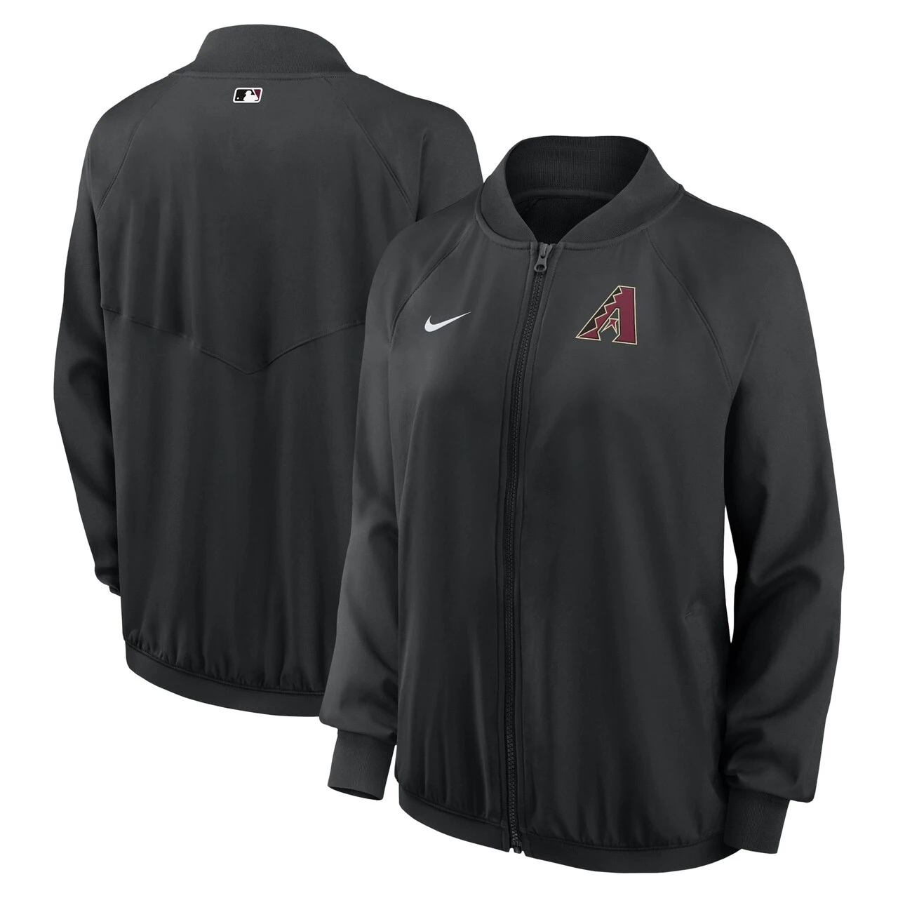 Women's Arizona Diamondbacks Nike Black Authentic Collection Team Raglan Performance Full-Zip Jacket 3 Women's Arizona Diamondbacks Nike Black Authentic Collection Team Raglan Performance Full-Zip Jacket
