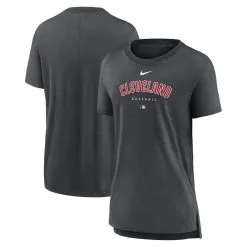 Women's Cleveland Guardians Nike Heather Charcoal Authentic Collection Early Work Tri-Blend T-Shirt