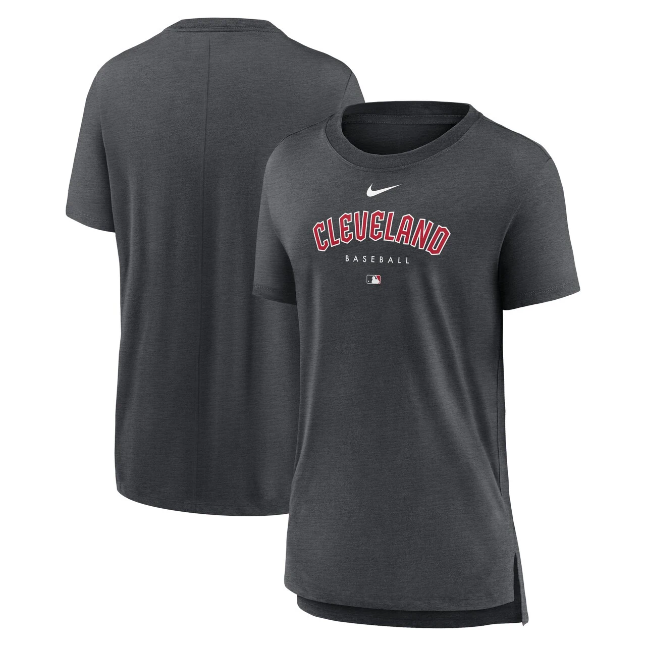 Women's Cleveland Guardians Nike Heather Charcoal Authentic Collection Early Work Tri-Blend T-Shirt 3 Women's Cleveland Guardians Nike Heather Charcoal Authentic Collection Early Work Tri-Blend T-Shirt