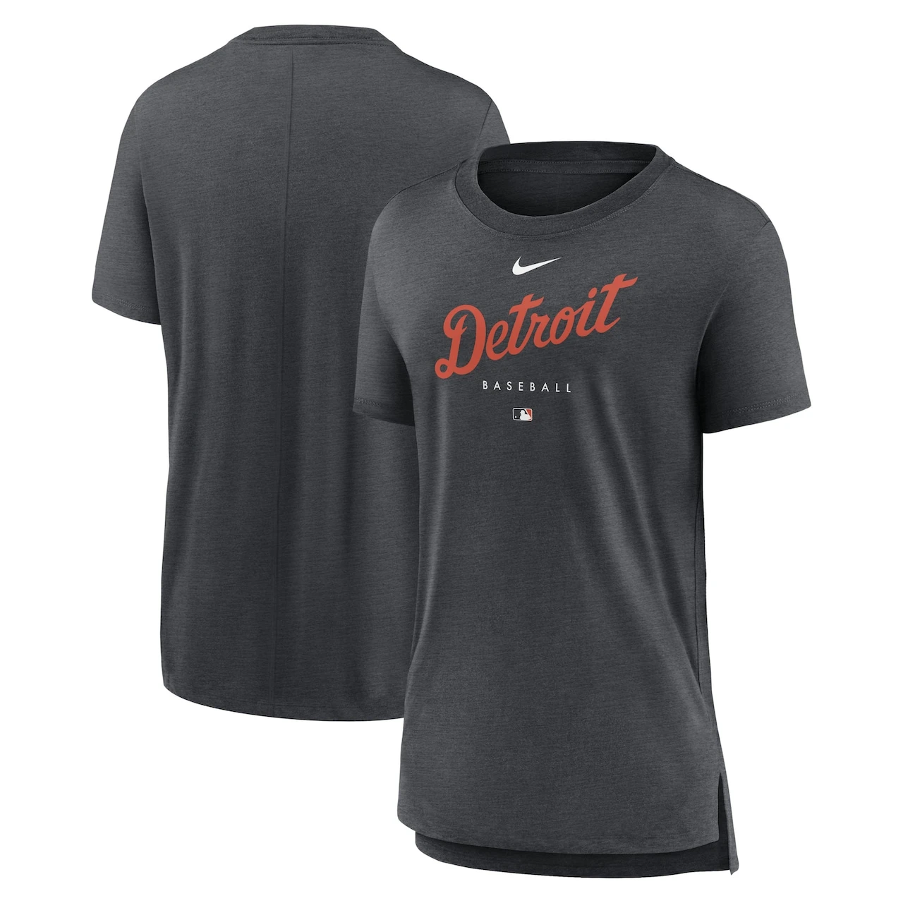 Women's Detroit Tigers Nike Heather Charcoal Authentic Collection Early Work Tri-Blend T-Shirt 3 Women's Detroit Tigers Nike Heather Charcoal Authentic Collection Early Work Tri-Blend T-Shirt