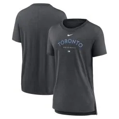 Women's Toronto Blue Jays Nike Heather Charcoal Authentic Collection Early Work Tri-Blend T-Shirt