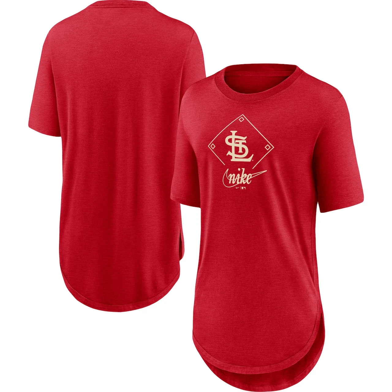 Women's St. Louis Cardinals Nike Heathered Red Cooperstown Collection Diamond Weekend Tri-Blend T-Shirt 3 Women's St. Louis Cardinals Nike Heathered Red Cooperstown Collection Diamond Weekend Tri-Blend T-Shirt