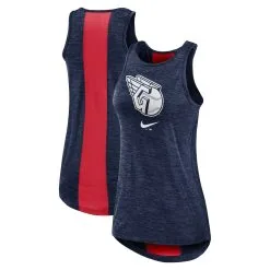 Women's Cleveland Guardians Nike Dri-FIT Performance Navy Right Mix High Neck Tank Top