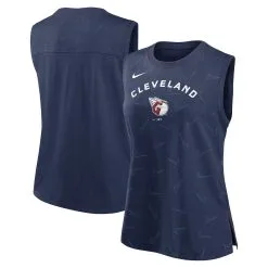 Women's Cleveland Guardians Nike Navy Muscle Play Tank Top