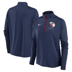 Women's Cleveland Guardians Nike Navy Pacer Quarter-Zip Top