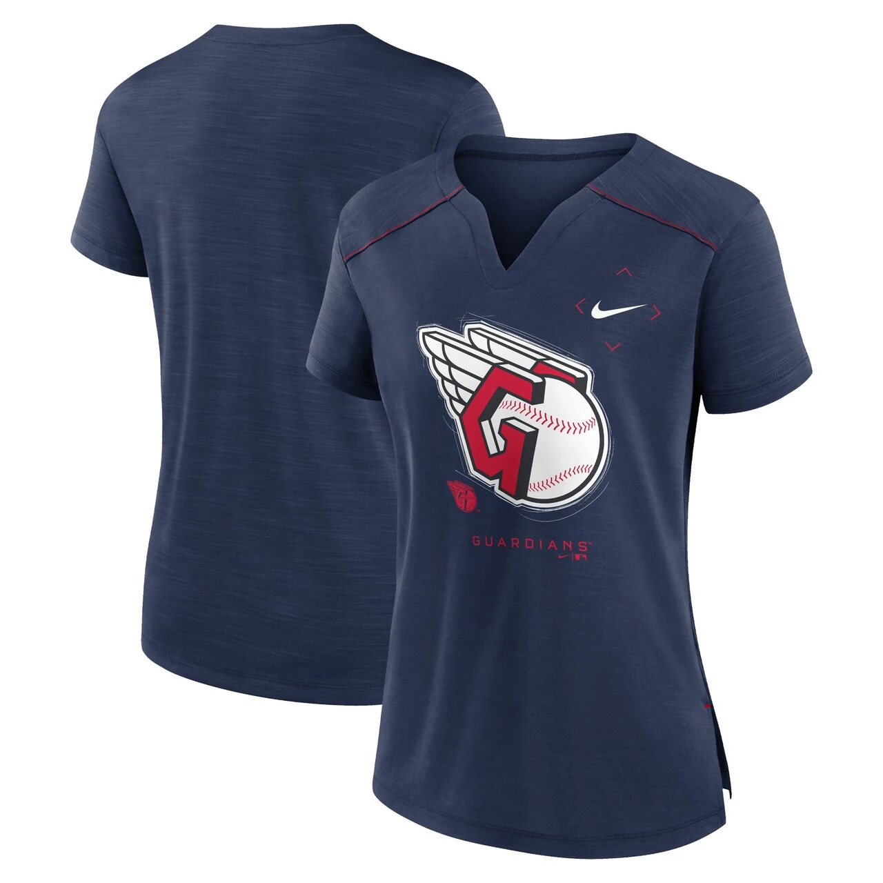 Women's Cleveland Guardians Nike Navy Pure Pride Boxy Performance Notch Neck T-Shirt 3 Women's Cleveland Guardians Nike Navy Pure Pride Boxy Performance Notch Neck T-Shirt