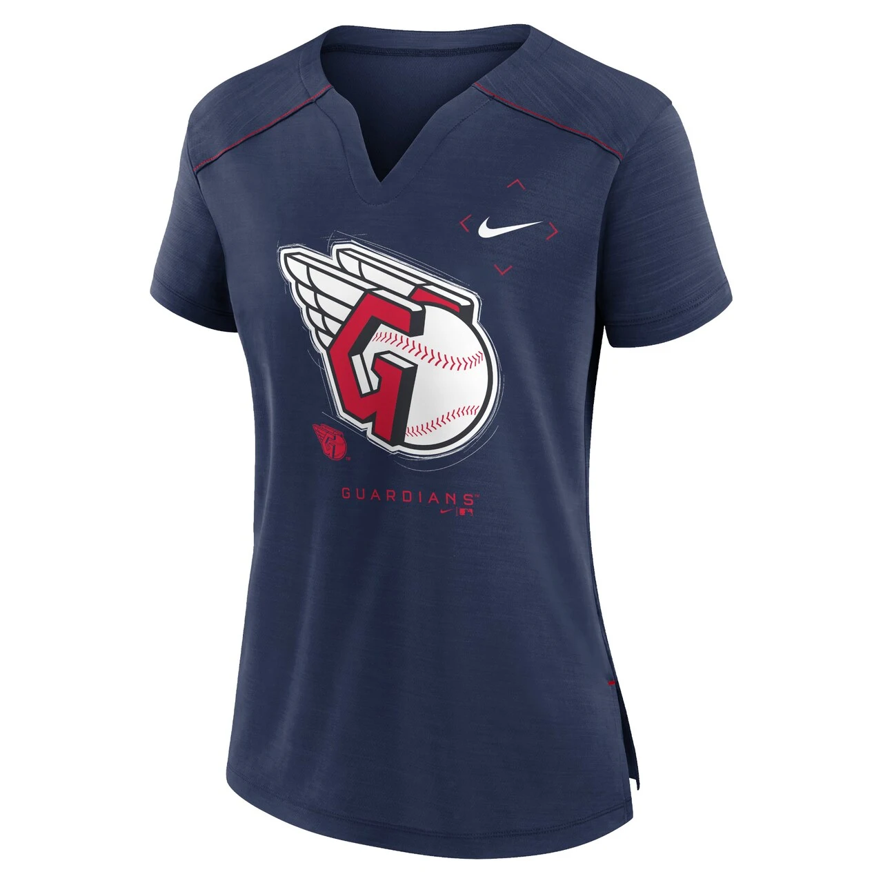 Women's Cleveland Guardians Nike Navy Pure Pride Boxy Performance Notch Neck T-Shirt 4 Women's Cleveland Guardians Nike Navy Pure Pride Boxy Performance Notch Neck T-Shirt - Image 2