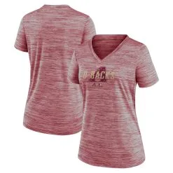 Women's Arizona Diamondbacks Nike Red Authentic Collection Velocity Practice Performance V-Neck T-Shirt