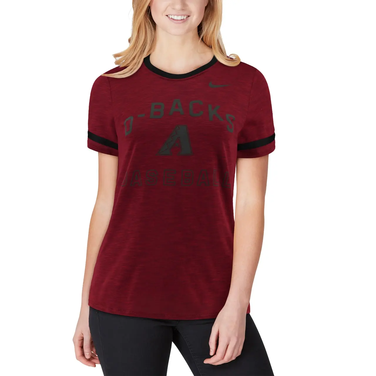 Women's Arizona Diamondbacks Nike Red Slub Ringer T-Shirt 6 Women's Arizona Diamondbacks Nike Red Slub Ringer T-Shirt - Image 4