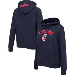 Women's Cleveland Guardians Pro Standard Navy Classic Fleece Pullover Hoodie