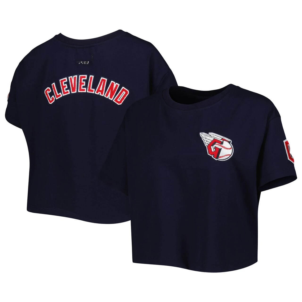 Women's Cleveland Guardians Pro Standard Navy Classic Team Boxy Cropped T-Shirt 3 Women's Cleveland Guardians Pro Standard Navy Classic Team Boxy Cropped T-Shirt
