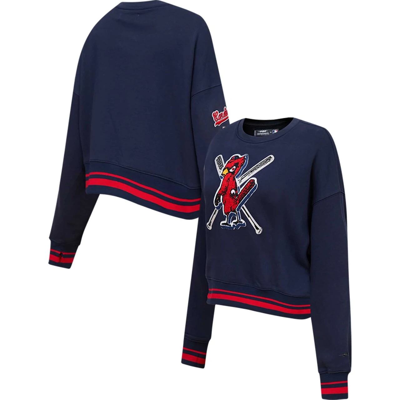 Women's St. Louis Cardinals Pro Standard Navy Mash Up Pullover Sweatshirt 3 Women's St. Louis Cardinals Pro Standard Navy Mash Up Pullover Sweatshirt