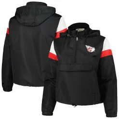 Women's Cleveland Guardians Profile Black Plus Size Anorak Quarter-Zip Hoodie
