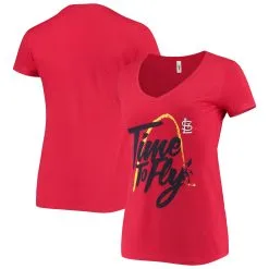 BreakingT Women's St. Louis Cardinals Red Hometown Tri-Blend V-Neck T-Shirt