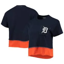 Women's Detroit Tigers Refried Apparel Navy Cropped T-Shirt