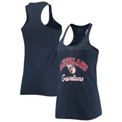 Women's Cleveland Guardians Soft As A Grape Navy Multicount Racerback Slub Scoop Neck Tri-Blend Tank Top