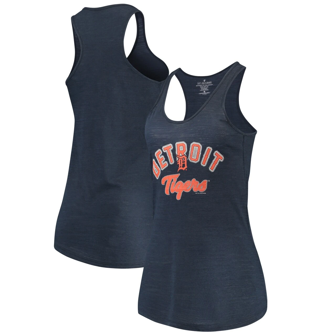 Women's Detroit Tigers Soft As A Grape Navy Multicount Racerback Tank Top 3 Women's Detroit Tigers Soft As A Grape Navy Multicount Racerback Tank Top