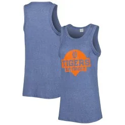 Women's Detroit Tigers Soft As A Grape Navy Tri-Blend Tank Top