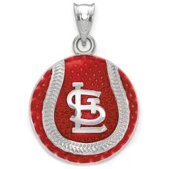 LogoArt Women's St. Louis Cardinals Sterling Silver Enameled Baseball Pendant