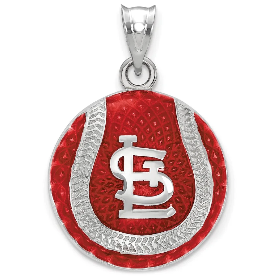 LogoArt Women's St. Louis Cardinals Sterling Silver Enameled Baseball Pendant 3 LogoArt Women's St. Louis Cardinals Sterling Silver Enameled Baseball Pendant