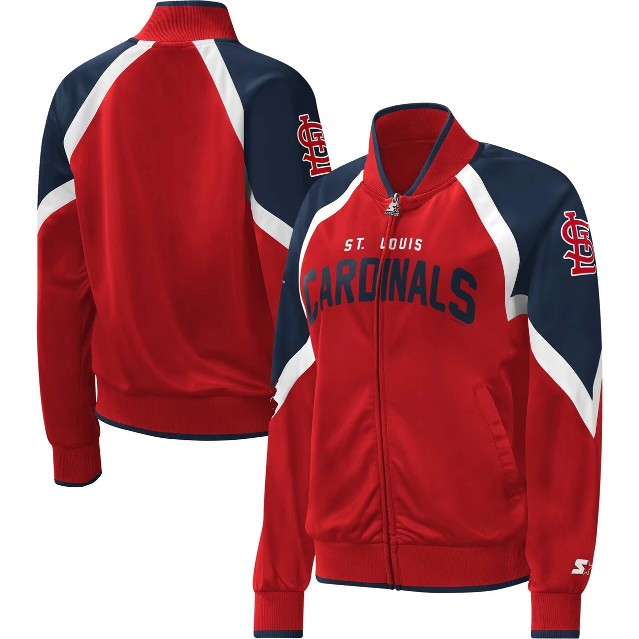 Women's St. Louis Cardinals Starter Red Touchdown Raglan Full-Zip Track Jacket 3 Women's St. Louis Cardinals Starter Red Touchdown Raglan Full-Zip Track Jacket