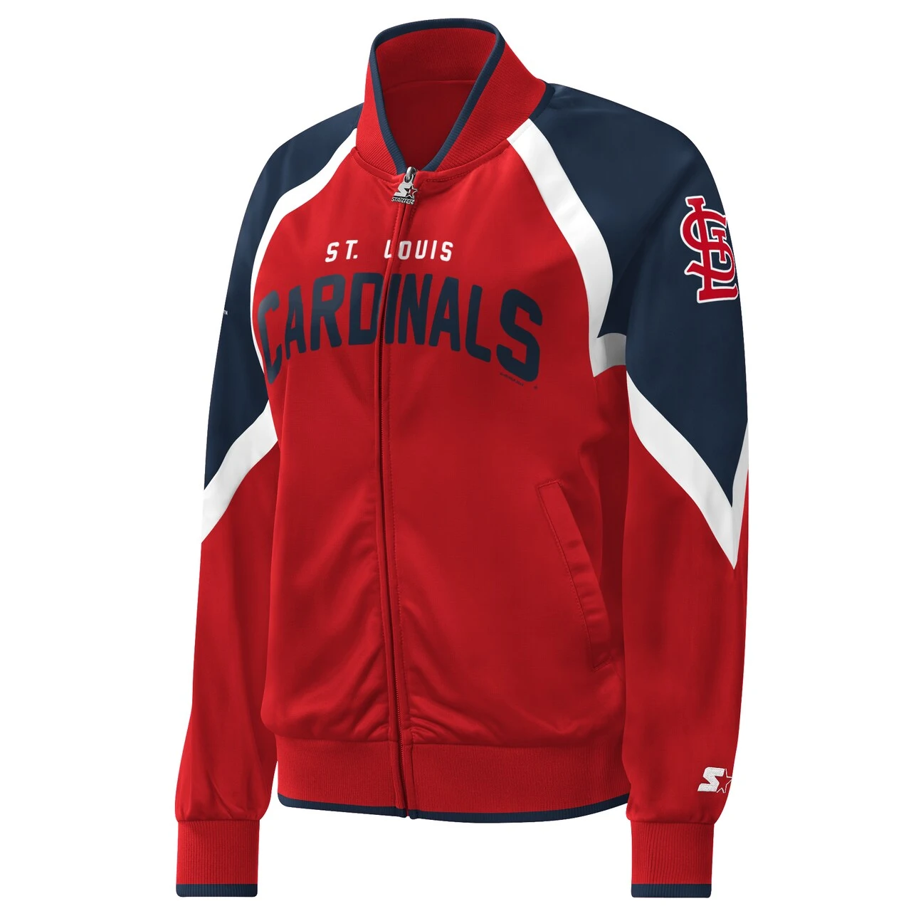 Women's St. Louis Cardinals Starter Red Touchdown Raglan Full-Zip Track Jacket 4 Women's St. Louis Cardinals Starter Red Touchdown Raglan Full-Zip Track Jacket - Image 2