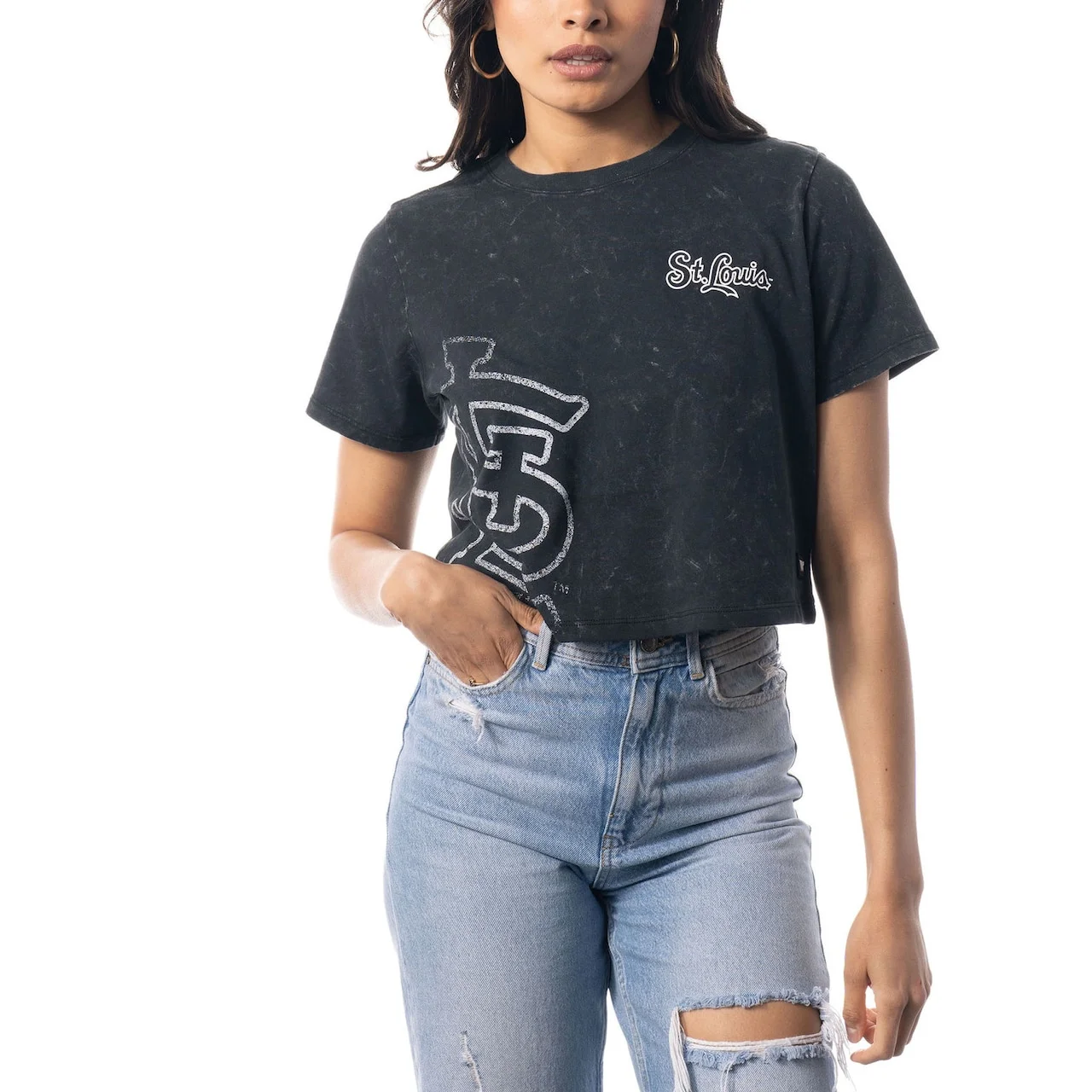 Women's St. Louis Cardinals The Wild Collective Black Cropped T-Shirt 6 Women's St. Louis Cardinals The Wild Collective Black Cropped T-Shirt - Image 4