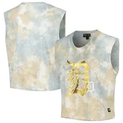 Women's Detroit Tigers The Wild Collective White Washed Muscle Tank Top