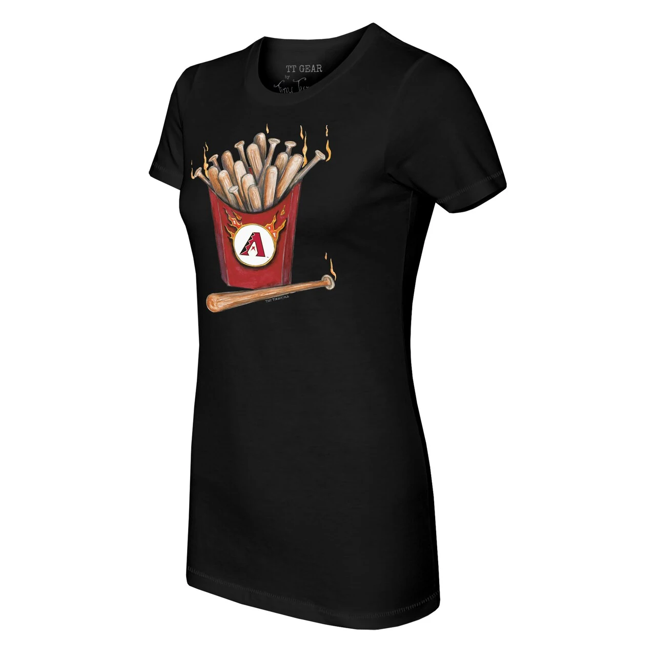Women's Arizona Diamondbacks Tiny Turnip Black Hot Bats T-Shirt 4 Women's Arizona Diamondbacks Tiny Turnip Black Hot Bats T-Shirt - Image 2