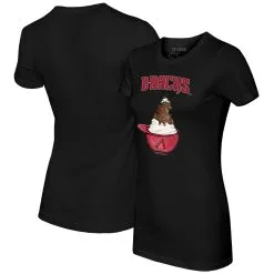Women's Arizona Diamondbacks Tiny Turnip Black Sundae Helmet T-Shirt