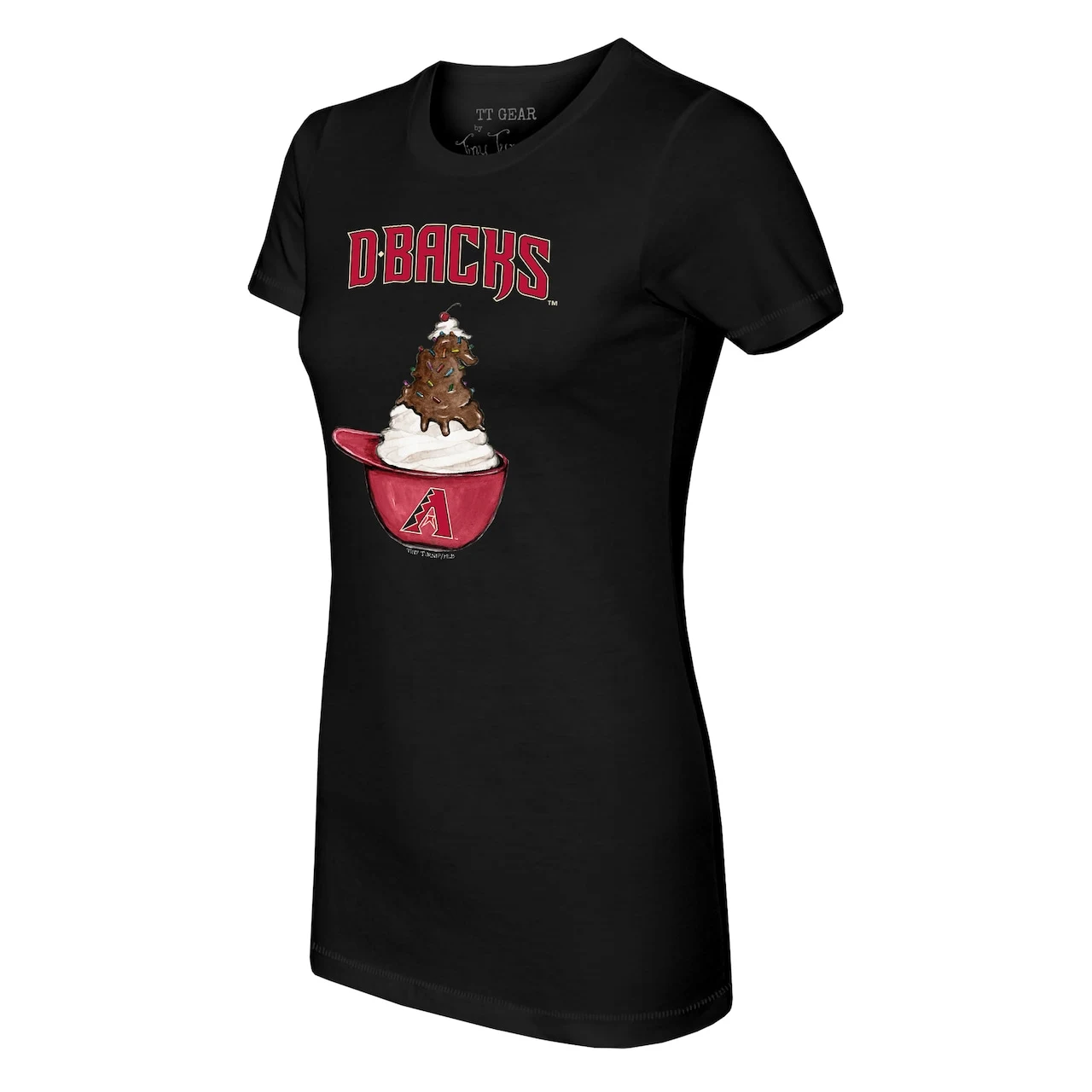 Women's Arizona Diamondbacks Tiny Turnip Black Sundae Helmet T-Shirt 4 Women's Arizona Diamondbacks Tiny Turnip Black Sundae Helmet T-Shirt - Image 2
