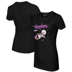 Women's Cleveland Guardians Tiny Turnip Black Space Unicorn T-Shirt