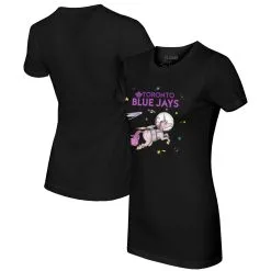 Women's Toronto Blue Jays Tiny Turnip Black Space Unicorn T-Shirt