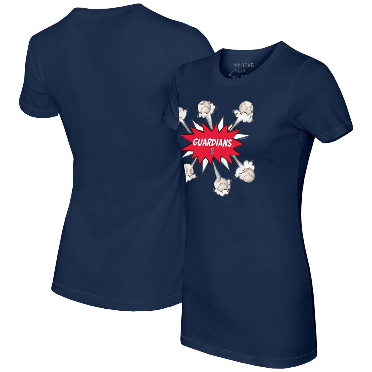 Women's Cleveland Guardians Tiny Turnip Navy Baseball Pow T-Shirt 3 Women's Cleveland Guardians Tiny Turnip Navy Baseball Pow T-Shirt