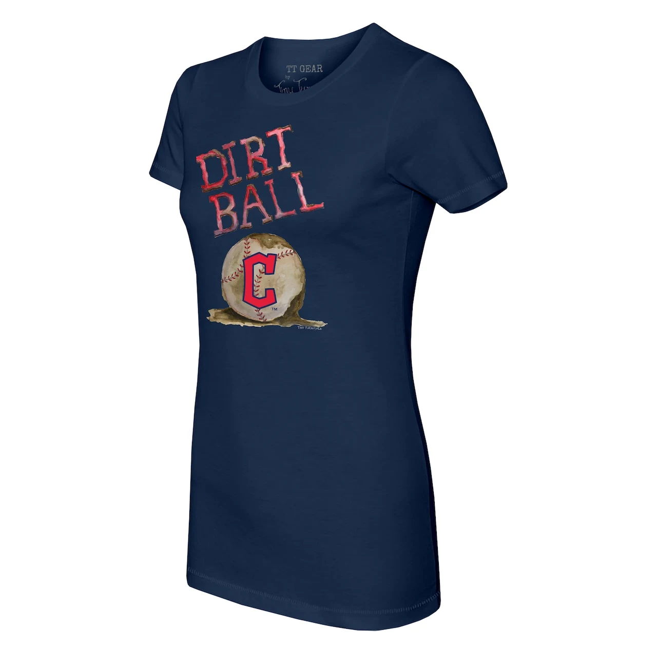 Women's Cleveland Guardians Tiny Turnip Navy Dirt Ball T-Shirt 4 Women's Cleveland Guardians Tiny Turnip Navy Dirt Ball T-Shirt - Image 2