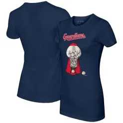 Women's Cleveland Guardians Tiny Turnip Navy Gumball Machine T-Shirt