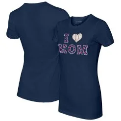 Women's Cleveland Guardians Tiny Turnip Navy I Love Mom T-Shirt