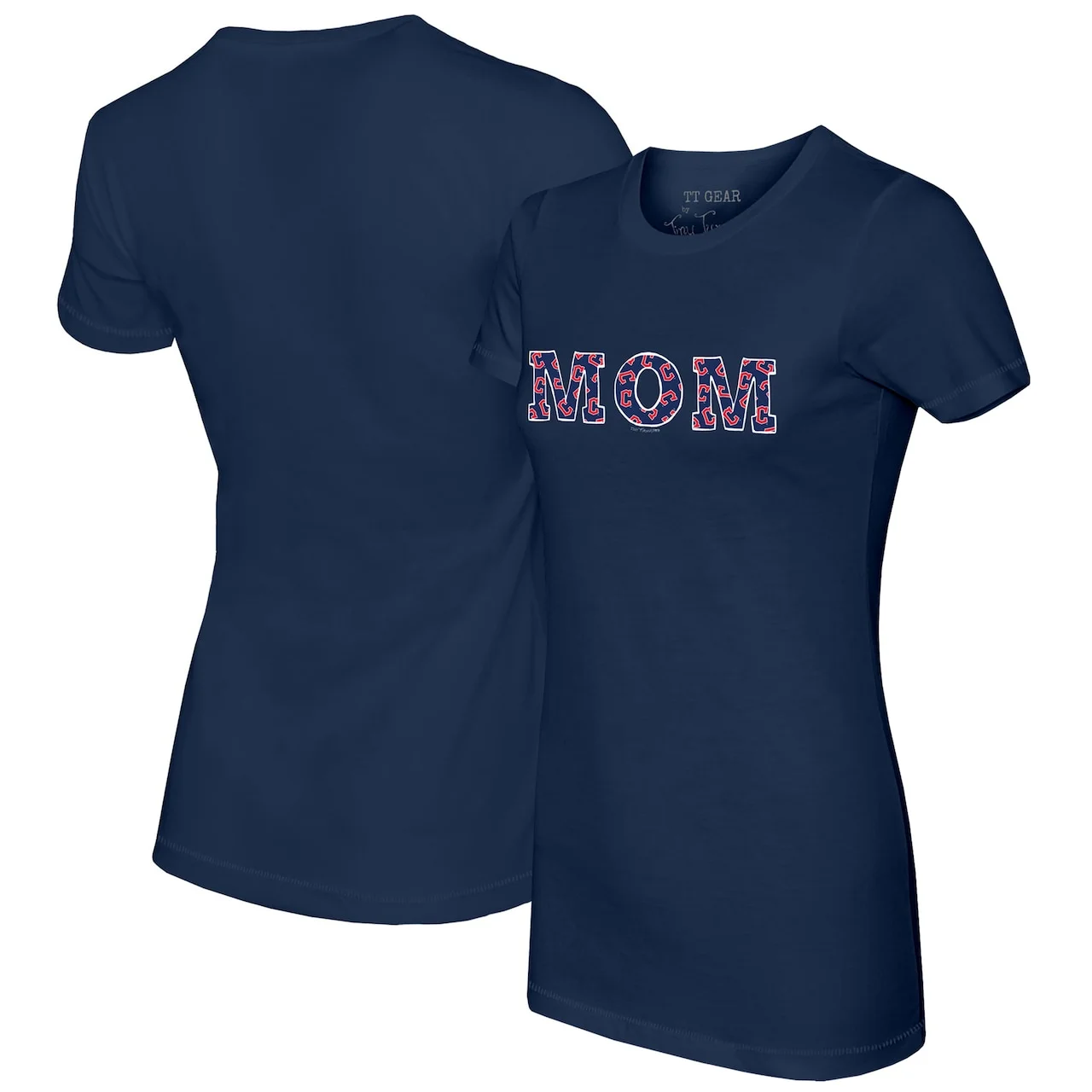 Women's Cleveland Guardians Tiny Turnip Navy Logo Mom T-Shirt 3 Women's Cleveland Guardians Tiny Turnip Navy Logo Mom T-Shirt