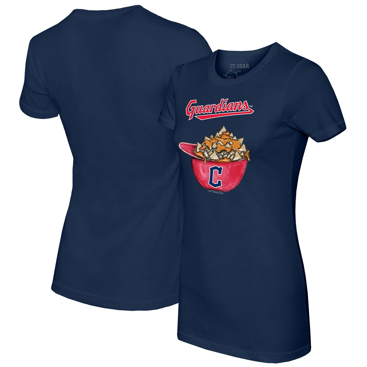 Women's Cleveland Guardians Tiny Turnip Navy Nacho Helmet T-Shirt 3 Women's Cleveland Guardians Tiny Turnip Navy Nacho Helmet T-Shirt