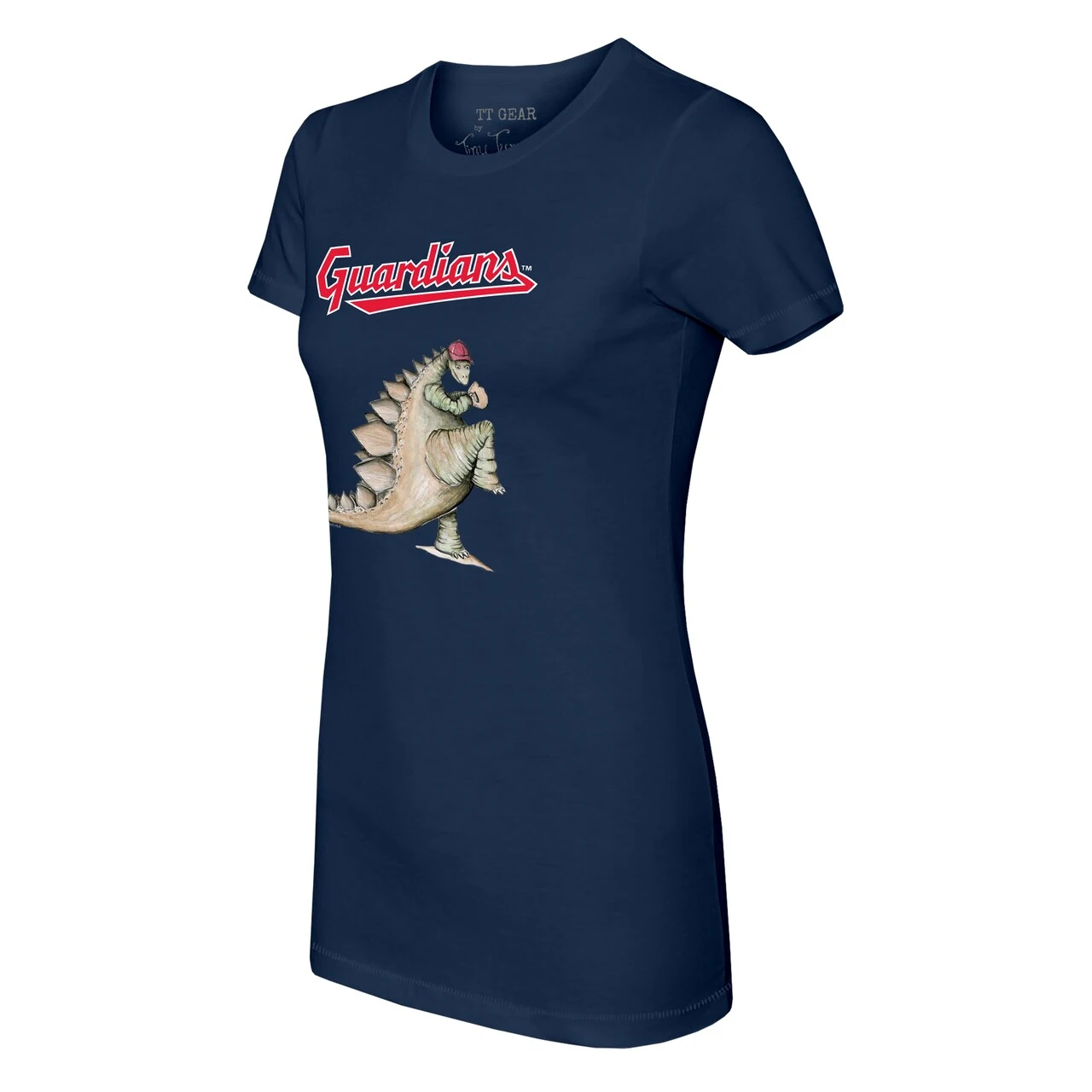 Women's Cleveland Guardians Tiny Turnip Navy Stega T-Shirt 4 Women's Cleveland Guardians Tiny Turnip Navy Stega T-Shirt - Image 2