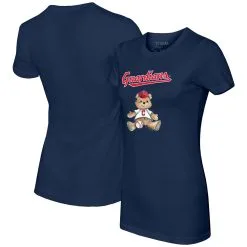 Women's Cleveland Guardians Tiny Turnip Navy Teddy Boy T-Shirt