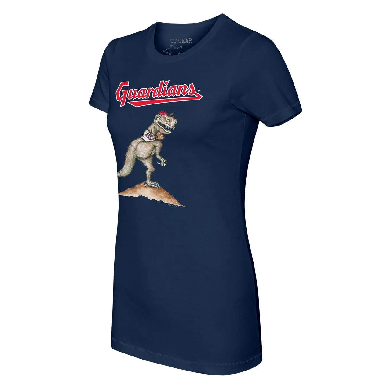 Women's Cleveland Guardians Tiny Turnip Navy TT Rex T-Shirt 4 Women's Cleveland Guardians Tiny Turnip Navy TT Rex T-Shirt - Image 2