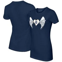 Women's Detroit Tigers Tiny Turnip Navy Angel Wings T-Shirt