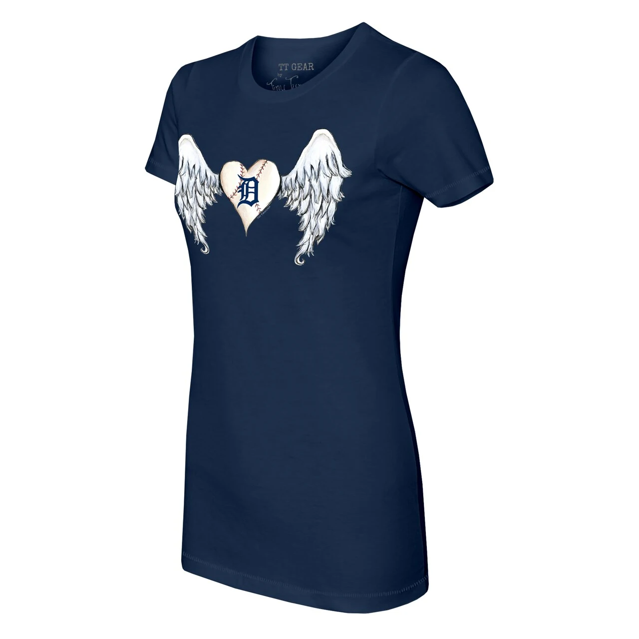 Women's Detroit Tigers Tiny Turnip Navy Angel Wings T-Shirt 4 Women's Detroit Tigers Tiny Turnip Navy Angel Wings T-Shirt - Image 2