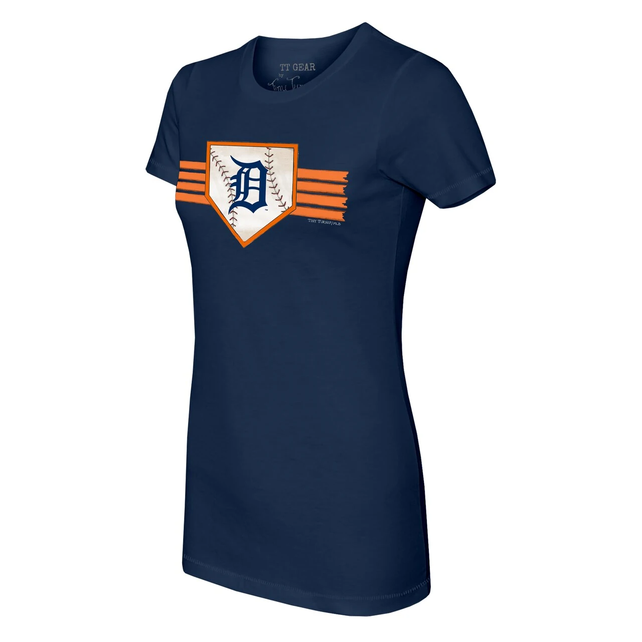 Women's Detroit Tigers Tiny Turnip Navy Base Stripe T-Shirt 4 Women's Detroit Tigers Tiny Turnip Navy Base Stripe T-Shirt - Image 2