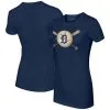 Women's Detroit Tigers Tiny Turnip Navy Baseball Cross Bats T-Shirt