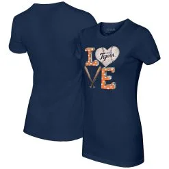 Women's Detroit Tigers Tiny Turnip Navy Baseball Love T-Shirt