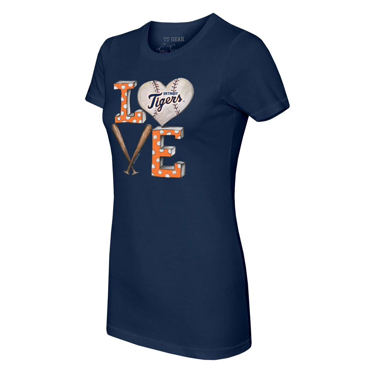 Women's Detroit Tigers Tiny Turnip Navy Baseball Love T-Shirt 4 Women's Detroit Tigers Tiny Turnip Navy Baseball Love T-Shirt - Image 2