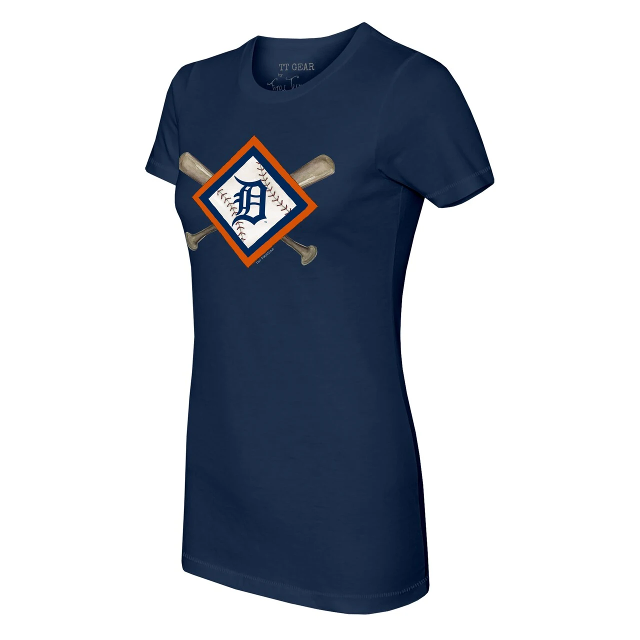 Women's Detroit Tigers Tiny Turnip Navy Diamond Cross Bats T-Shirt 4 Women's Detroit Tigers Tiny Turnip Navy Diamond Cross Bats T-Shirt - Image 2
